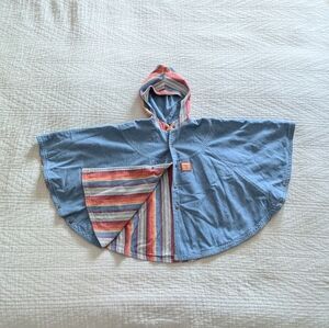 Expedition Tibet SUD Denim Colorful Cotton Reversible Hooded Cape Poncho OS